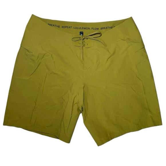 Lululemon Current State Board Short Swim Trunks Front Tie Mustard Yellow Size 38 - Picture 3 of 12